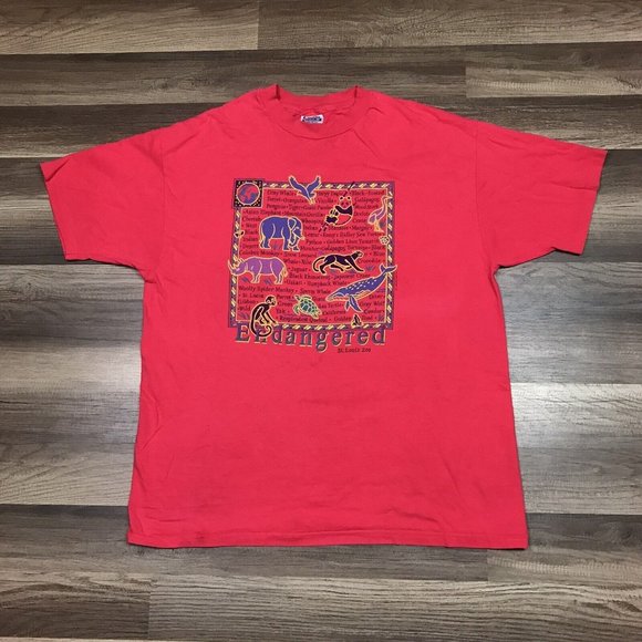 Vintage Nature Endangered Species St. Louis Zoo T-Shirt Size XL Single Stitch - Picture 1 of 13
